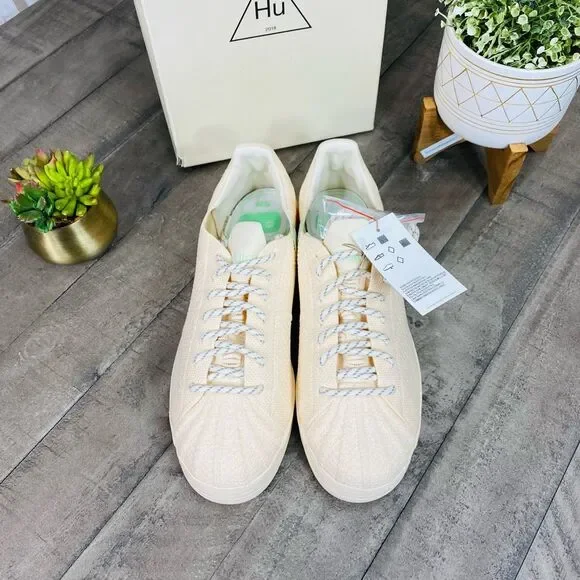 New Adidas Superstar Pharrell Primeknit Cream Men's Sneakers Size 8.5 - Picture 3 of 10